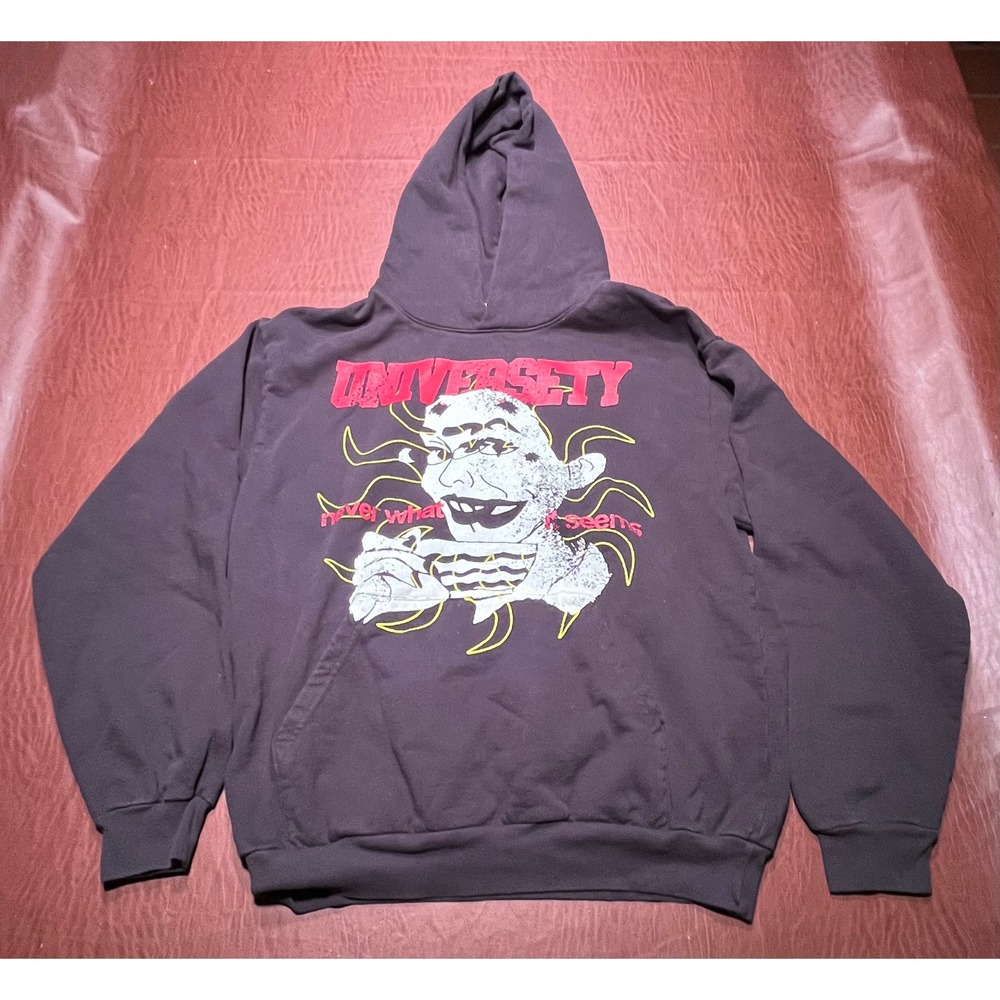 Universety Black Graphic Hoodie Sweatshirt‎ Mens Large L Streetwear Skate